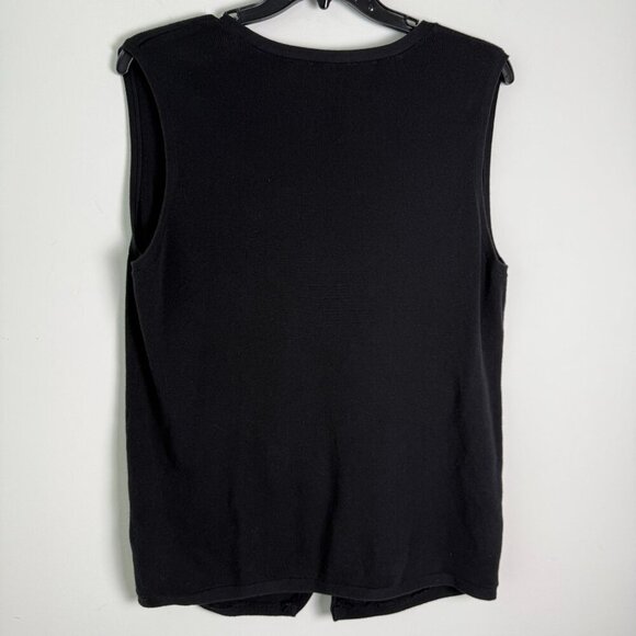 Norma Kamali Slouchy Knit Cardigan Sweater Vest 100% Cotton Black Size XL - Picture 3 of 4